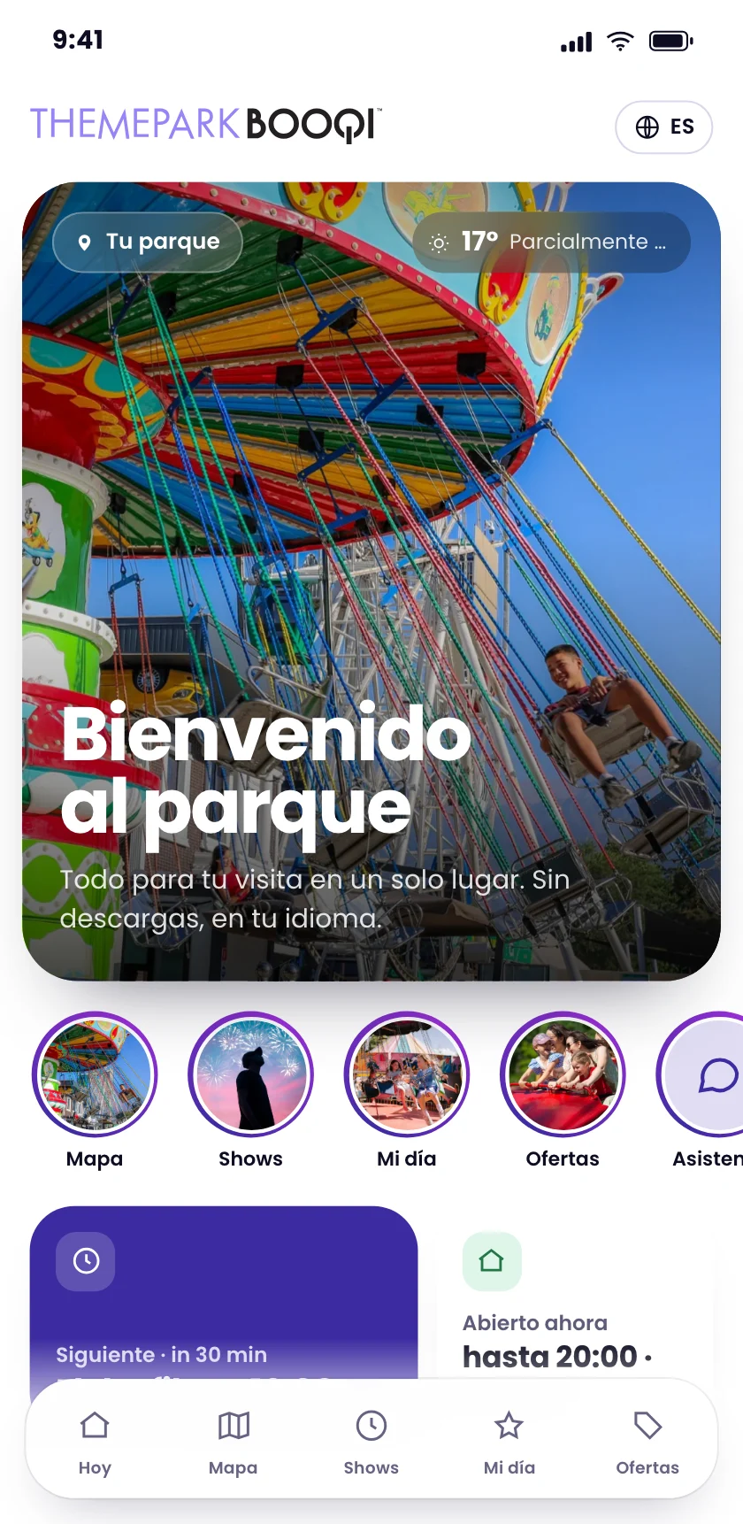 ThemeParkBooqi con la guía digital en un teléfono