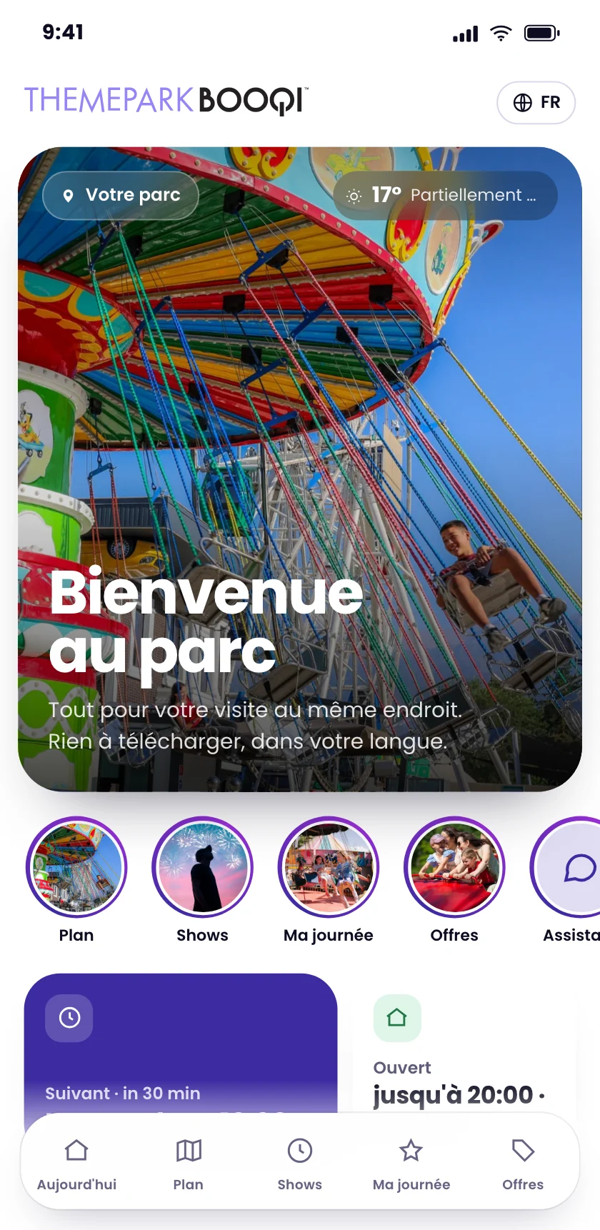 ThemeParkBooqi avec le guide numérique sur un téléphone